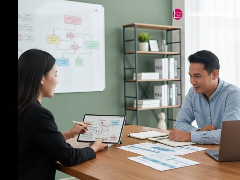 Ilustrasi seseorang sedang berdiskusi karir dengan coach